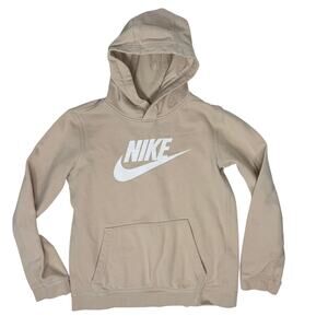 Nike Boys Hoodie Sweatshirt Beige XL Swoosh Logo Pullover